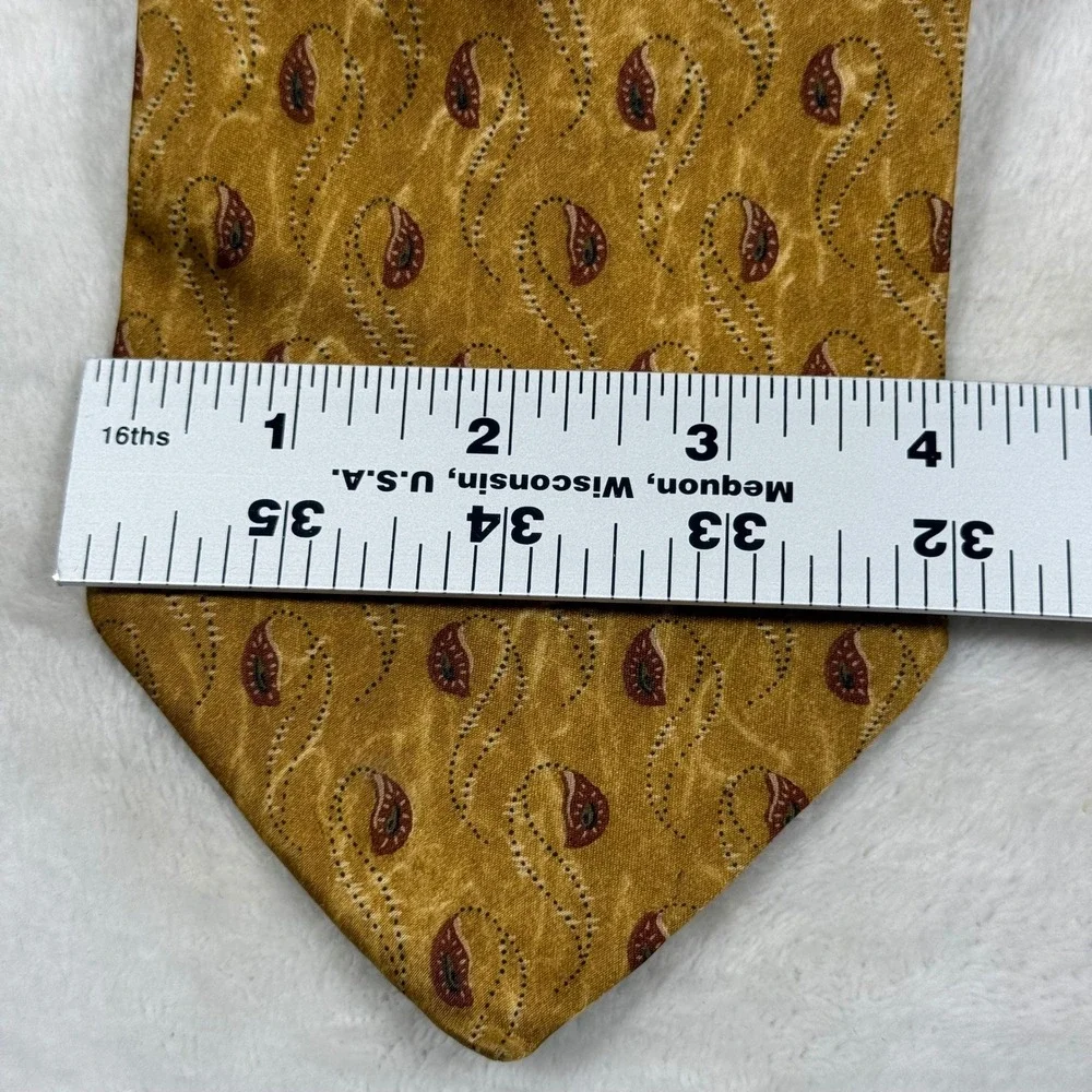 Joseph Abboud Mens Silk Tie Gold Mustard Yellow Paisley Made in Italy